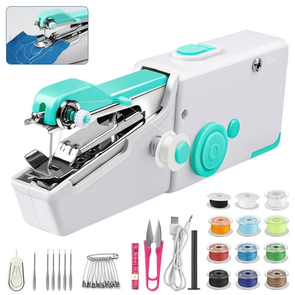 Handheld Sewing Machine, TSV Cordless Mini Portable Sewing Machine, USB Electric Quick Stitch Fabric Pet Clothes DIY