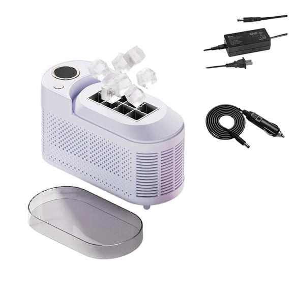 Mini Portable Ice Maker Machine for Car & Home, Countertop Ice Maker with 12V DC/AC Dual Power, Fast 8-10 Ice Cubes in 10-15 Mins, Compact Travel Ice Maker for RV, Camping, Office