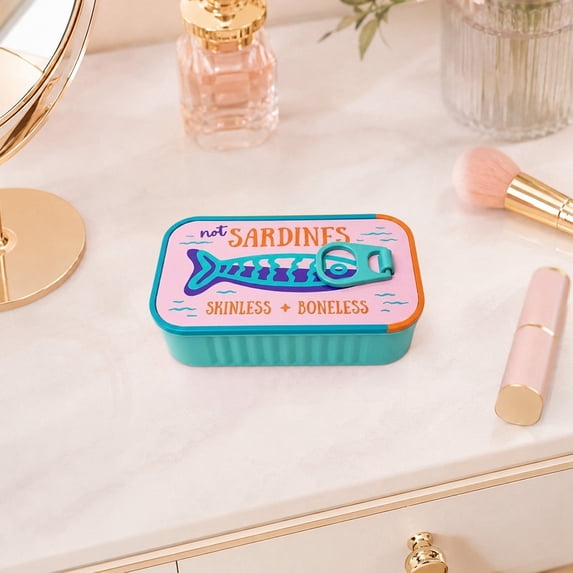 Mini Portable Jewelry Organizer Box,Cute Sardine Jewelry Travel Case, Compact Storage Holder for Rings Earrings