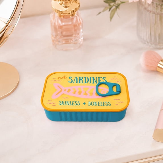 Mini Portable Jewelry Organizer Box,Cute Sardine Jewelry Travel Case, Compact Storage Holder for Rings Earrings