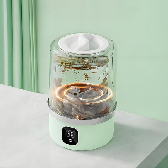 Mini Portable Laundry Washer, Small Electric Washing Machine for Delicates, Baby Clothes, Travel and Small Apartments, Space-Saving and Energy-Efficient