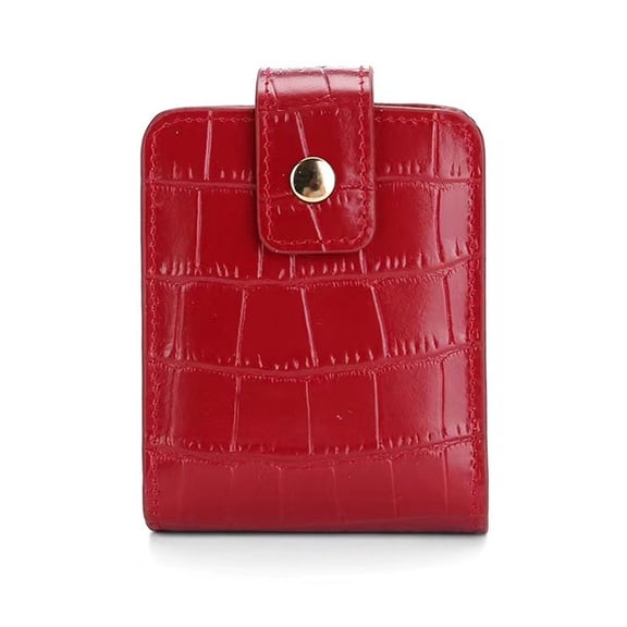 Mini Portable Lipstick Bag With Mirror Minimalism Cosmetic Bag With Button Crocodile Embossed Women's Makeup Storage Case