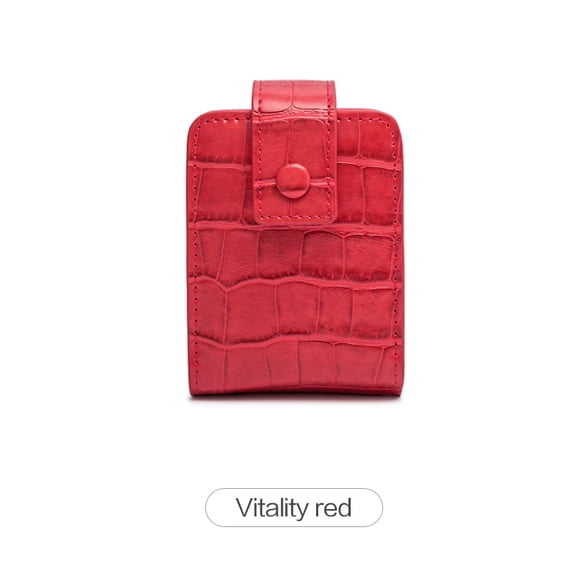 Mini Portable Lipstick Bag With Mirror,Minimalism Small Cosmetic Bag With Button, Crocodile Embossed Women's Makeup Storage Case