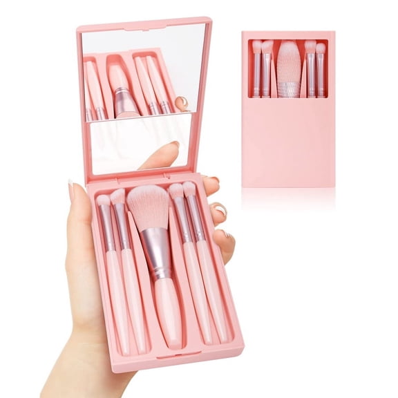 Mini Portable Makeup Brush Set - Complete Beginner Kit with Super Soft Hair and Storage Box