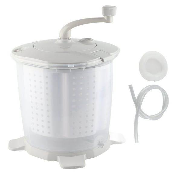 Mini Portable Manual Washing Machine, Hand Cranked Clothes Washer with a Detachable Dehydration Basket for Home Dormitory Gray