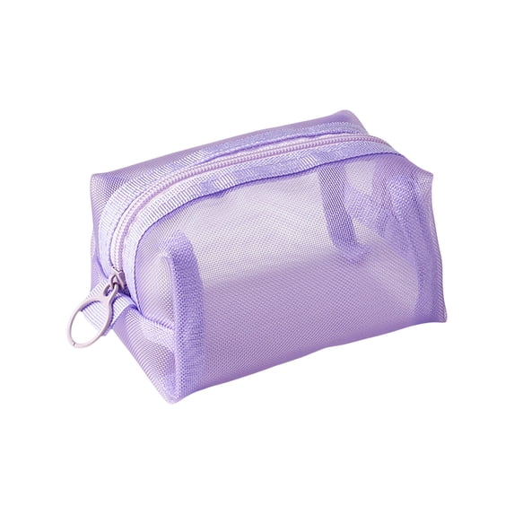 Mini Portable Mesh Storage Bag, Lightweight Transparent Zipper Pouch with Breathable Mesh Design, Small Cosmetic Travel Organizer for Toiletries Stationery Accessories and Daily Sundries Storage