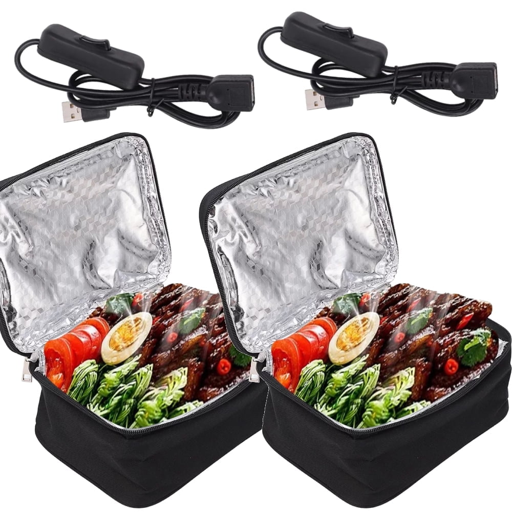 Mini Portable Oven, 2 Pack Food Warmer Electric Lunch Box With USB, Mini Personal Heated Lunch Box For Cooking And Reheating Meals In Office, Travel, Potlucks, Hotel, Home Kitchen