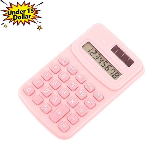 Mini Portable Pocket Calculator, 8‑Digit LCD Display Handheld Math Calculator with Sensitive Buttons, Battery‑Powered Slim Lightweight Calculator for Home Office Classroom Daily Calculations,Pink