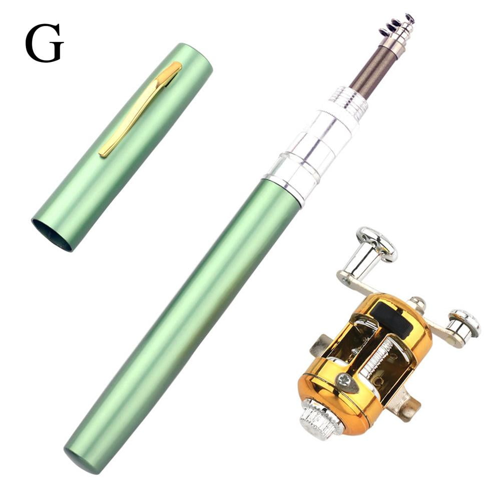 Mini Portable Pocket Fish Pen Fishing Rod with Drum Wheel C7s8 H9w4, Size: One size, Silver