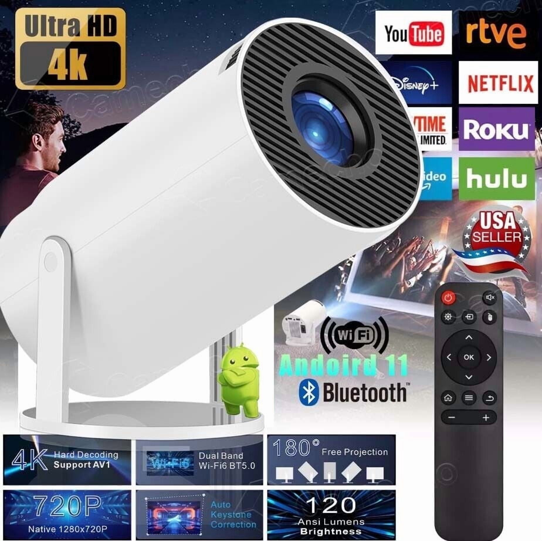 Haiyanuo K1 WiFi 6 BT 5.0 1280*720 4K LED Mini Projector, White, 1 Count