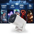 thumbnail image 1 of Mini Portable Projector with WiFi and Bluetooth, Built-in Android 12, Streaming Apps for Netflix/YouTube/Prime Video, Auto Keystone, Power Focus, 130'' Display, HDMI/USB, Ceiling Rotatable, 1 of 10