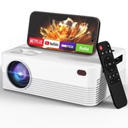 Mini Portable Projector with Wifi and Bluetooth, Native 1080P Full HD Smart Projector , 300 ANSI, Compatible with Smartphone, HDMI, USB for Home, Bedroom, Outdoor Use  White