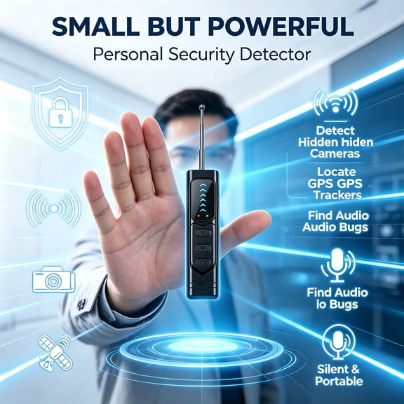 Mini Portable RF Signal Detector, Personal Security Scanner for Camera Lens & Wireless Signal Detection, Handheld Pocket Size Security Device with Silent Mode