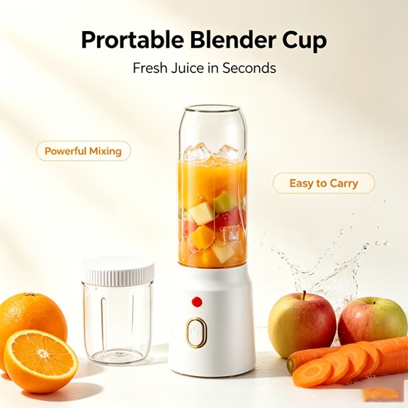 Mini Portable Rechargeable Blender, Personal Juicer Cup for Smoothies Shakes, Compact Fruit Juice Maker for Home Office Gym & Travel