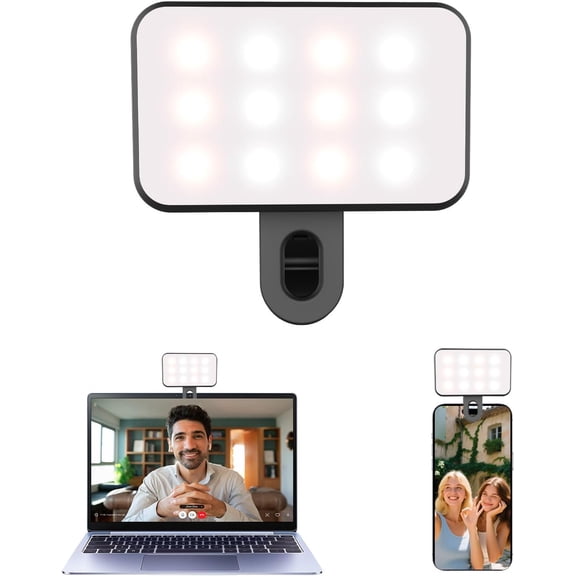 Mini Portable Selfie Light for iPhone: Rechargeable Clip on Phone Fill Lights, Ring Light for Camera Picture, Makeup Photo, Video Conferences, Laptop Use, Zoom Meetings, TikTok, Vlog Photography