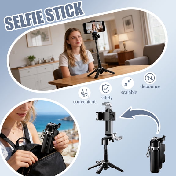 Mini Portable Selfie Stick Tripod - Ultra Compact Bluetooth Remote Shutter, Extendable Lightweight Alloy Phone Stand, Universal Travel Handheld Stabilizer for Social Media, Pocket Size Design