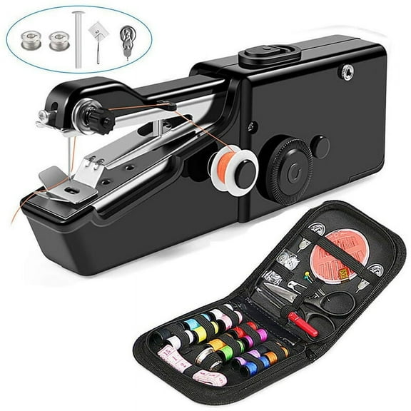 Mini Portable Sewing Machine, Handheld Sewing Machine, Manual Quick Stitch Tool For Clothing, Curtain, Electric Sewing Hand Garment Household (Black) Ruioiu