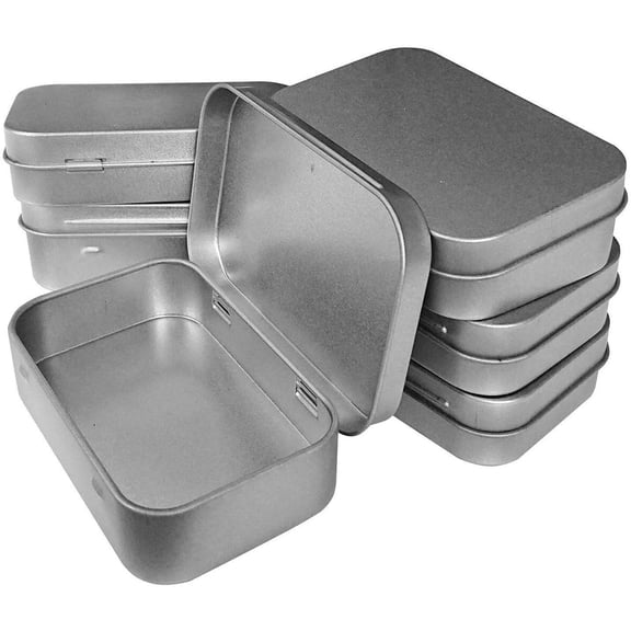 Mini Portable Small Storage Container 6 Pcs Metal Hinged Tin Box