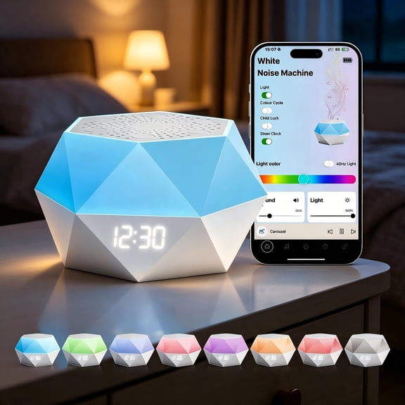 Yucurem All-in-One Baby Sound Machine with Night Light & Bluetooth, 32 Soothing Sounds, Portable White Noise for Adults
