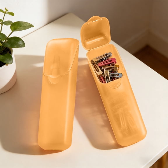 Mini Portable Storage Box with Lid, Small Plastic Organizer for Toothpicks Jewelry Pills, Travel Case for Pocket Handbag Car(Yellow)