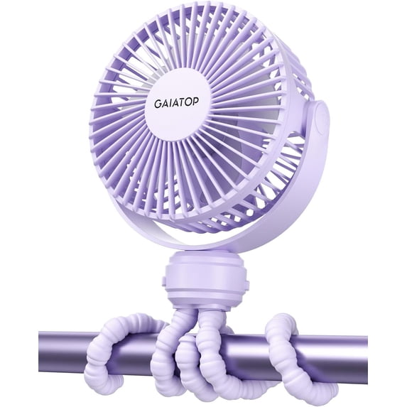 Mini Portable Stroller Fan, Battery Operated Small Clip on, Detachable 3 Speed Rechargeable, 360° Rotate Flexible Tripod Better Cooling for Car Seat Crib Treadmill