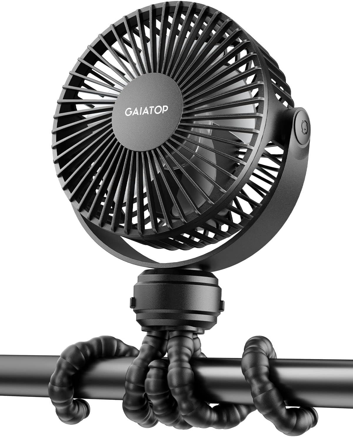 Mini Portable Stroller Fan, Battery Operated Small Clip on, Detachable 3 Speed Rechargeable, 360° Rotate Flexible Tripod Better Cooling for Car Seat Crib Treadmill