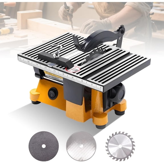 Mini Portable Table Saw, Miter Table Saw Bench Electric Cutting Machine Multifunctional Desktop Saws with 3 Blades for DIY Handmade Wooden Model Crafts, Metal, Ceramic Tile, Glass
