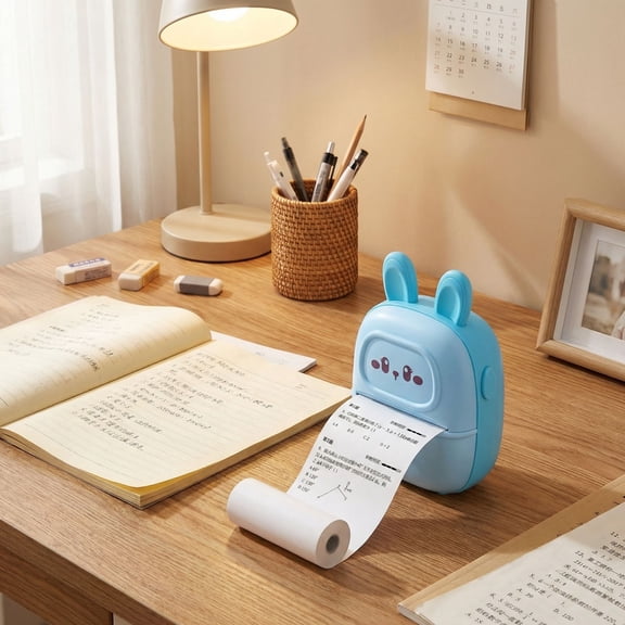 Mini Portable Thermal Printer, 1 Roll Paper Included, Student Study Helper For Error Correction, Photo & Label Printing, Blue, For Homework & School Supplies