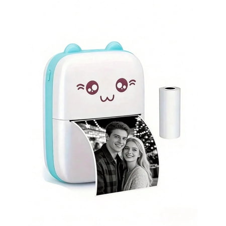 Mini Thermal Printer, Portable, Bluetooth, Cute Cat Design, 200dpi, Inkless, Usb Rechargeable