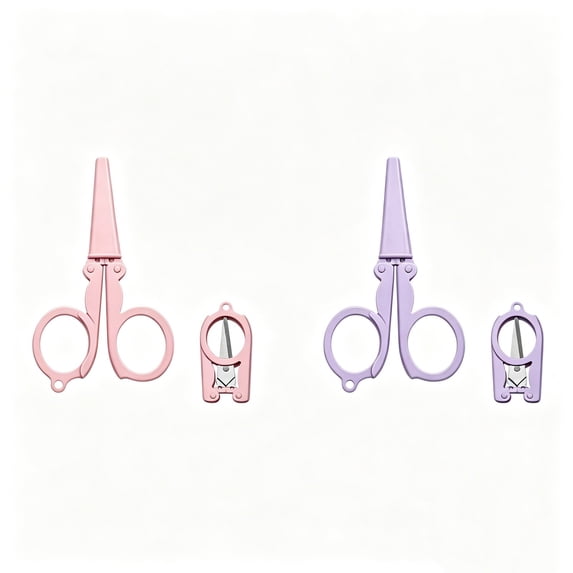 Mini Portable Travel Scissors 2 Pack, Folding Small Scissors Stainless Steel, Multifunctional Compact Scissors for Office Home Sewing Craft