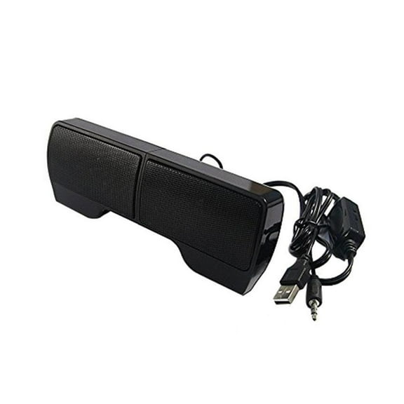 Mini Portable USB Stereo Speaker Soundbar For Notebook Laptop Mp3 Phone Music Player Computer PC With Clip Black ,Stereo Loud Volume