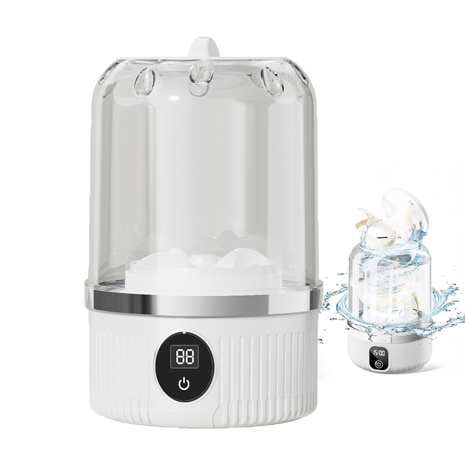 Mini Portable Washing Machine, 1L Small Washer for Underwear Wash, Socks, Clothes & Makeup Brushes, Compact Travel Washer for Hotel, Apartment & Dorm Use (White)