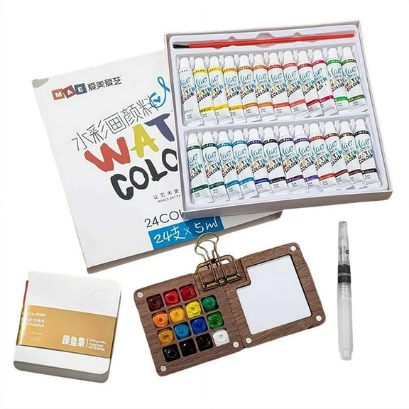 Mini Portable Watercolor Palette Set, Travel Grid Paint Palette Box, Pocket Artist Water Color Travel Set for Painting on-the-Go