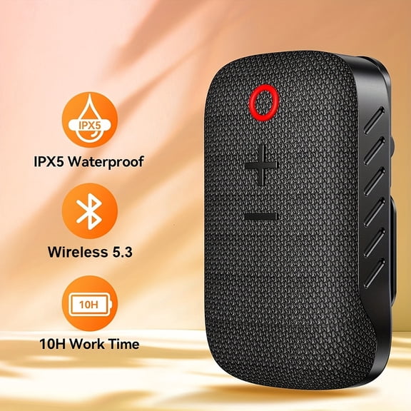 Mini Portable Wireless Speaker with Hands-Free Calling, IPX5 & Clip- Wearable Speaker - Built-in Mic, Stereo Sound,, Compatible for Podcasts, Outdoor, Gym, Travel - Compact Sound System