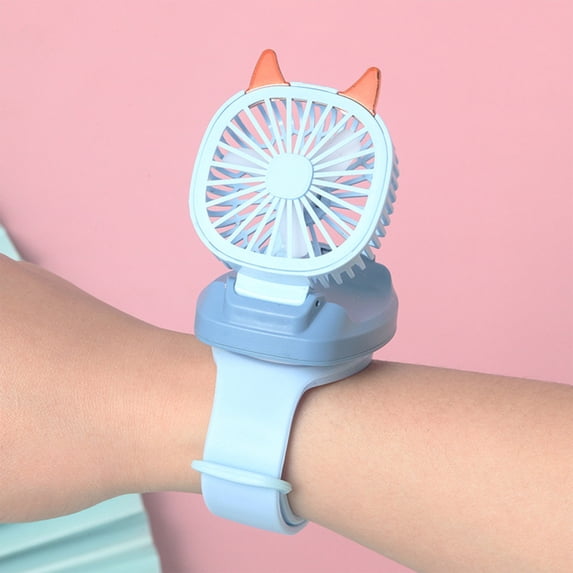 Mini Portable Wrist Fan, USB Rechargeable Personal Cooling Fan with 3 Wind Speeds and Colorful LED Lights, Detachable Wristband for Hands-Free Use at Office, Travel or Outdoor Activities