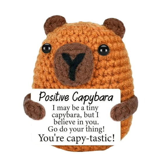 Mini Positive Capybara Christmas Birthday Gifts for Men Women Grandkids Stocking Stuffers for All Xmas Basket Gift for Friend Emotional Cheer Support Desk Decor(Brown-3.15")
