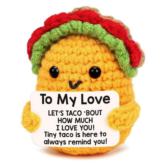 Mini Positive Crochet Taco Birthday Gifts for Women Men Graduation Gift Friend Coworkers Relaxation Emotional Inspirational Support Cute Holiday Small Gifts