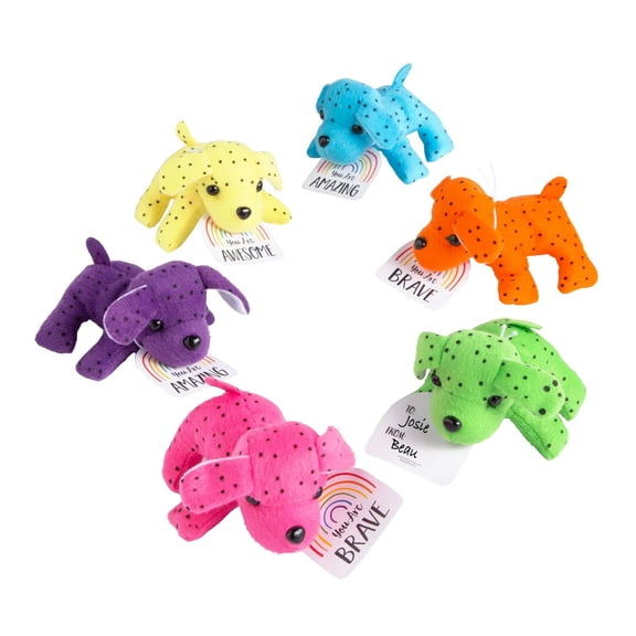 Mini Positive Stuffed Dogs with Card for 12
