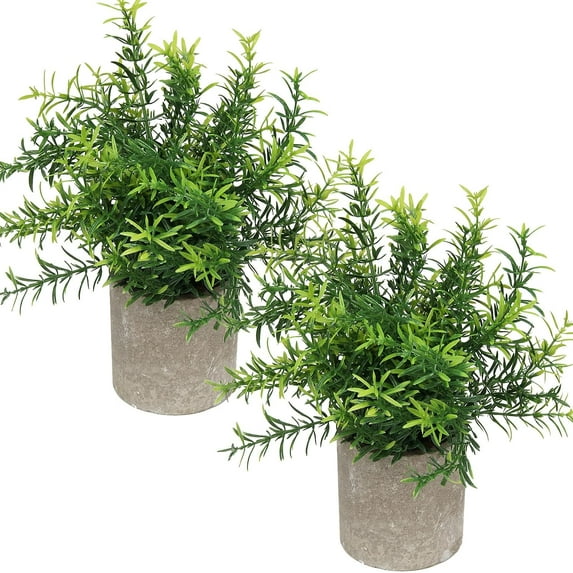 Mini Potted Plants Artificial Eucalyptus Boxwood Rosemary Greenery in Pots Faux Potted Herbs Small House Plants 8.3"-9" Tall for Indoor Greenery Tabletop Décor Centerpiece (Green)