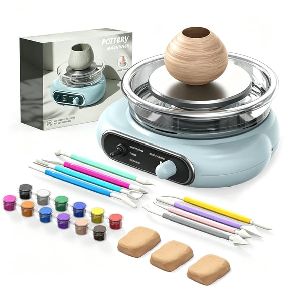 Mini Pottery Wheel Kit, 4.7" Pottery Wheel for Kids Teens & Adults Beginners, Adjustable Speed Ceramic Making Machine with 8 Pottery Shaping Tools