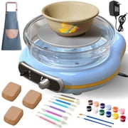 Mini Pottery Wheel Kit, 4.7 Turntable Electric Clay Wheel with Apron, Adjustable Speed Ceramic Making Pottery Machine, DIY Craft Kits for Kids