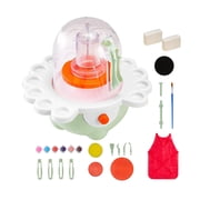 Mini Pottery Wheel Kit for Kids, 2 & 3 inch Turntables, Electric Clay Wheel Beginner Pottery Set with Tools, Adjustable Speed, Arts & Crafts Gift for Girls Boys, Green