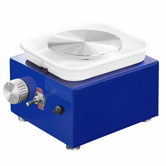 Mini Pottery Wheel for Kids & Beginners - 2 Turntables, Adjustable Speed, 17 Accessories - 2.6/3.9in Ceramic Wheel Machine, 30W, Blue