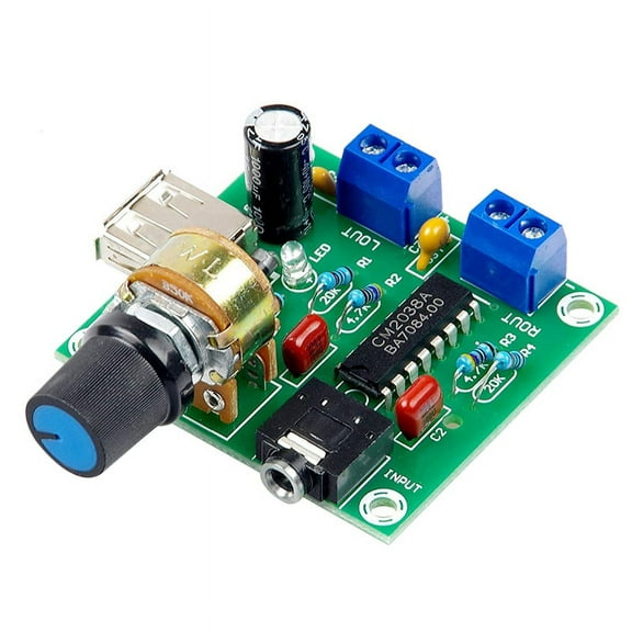 Mini Power Amplifier Board 5W+5W HiFi Two-Channel PM CM2038 5V USB Supply Power Audio Amplifier,1 x Amplifier Board,Green