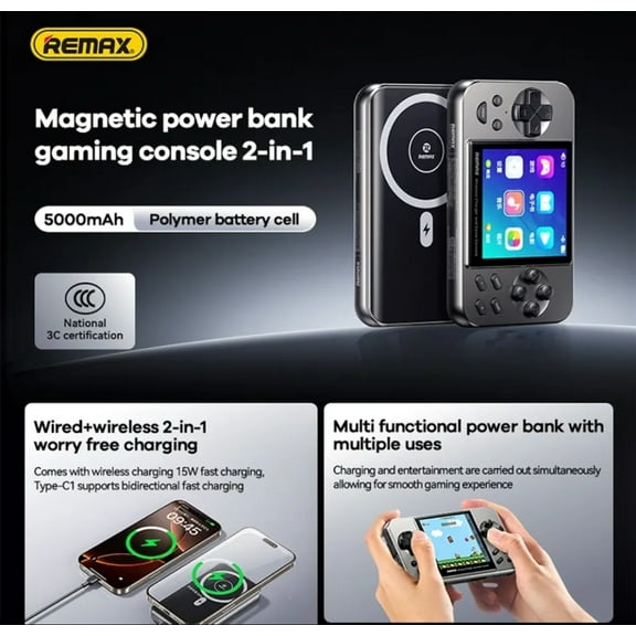 Mini Power Bank 2 In i 5000 mAh 15 w wireless charging 20w fast charging 2500 magnetic game power bank