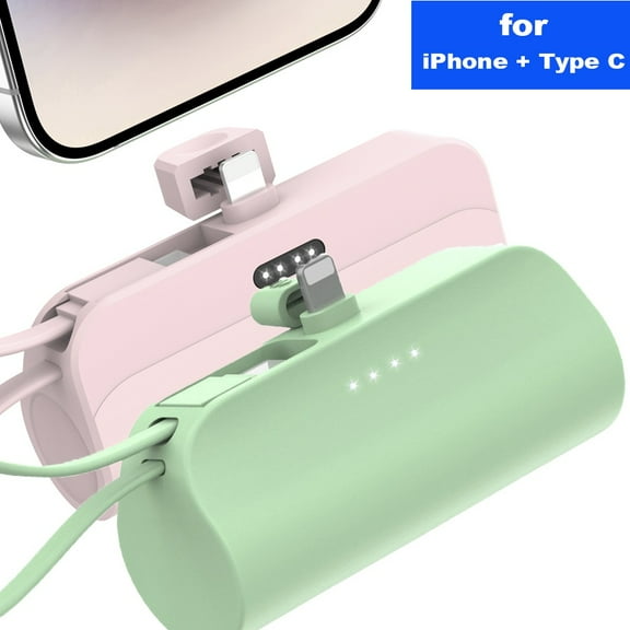 Mini Power Bank, 5,000mAh+5,000mAh Portable Charger 18W Compatible with iPhone 16 Series, Samsung, iPad Pro/Air