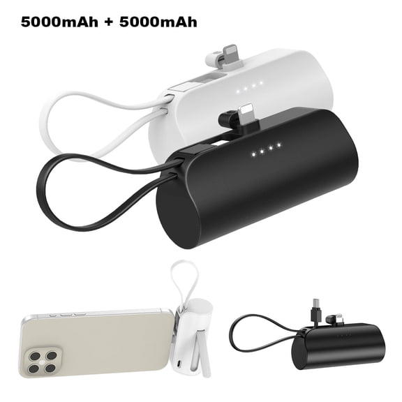 Mini Power Bank, 5,000mAh+5,000mAh Portable Charger 18W Compatible with iPhone 16 Series, Samsung, iPad Pro/Air