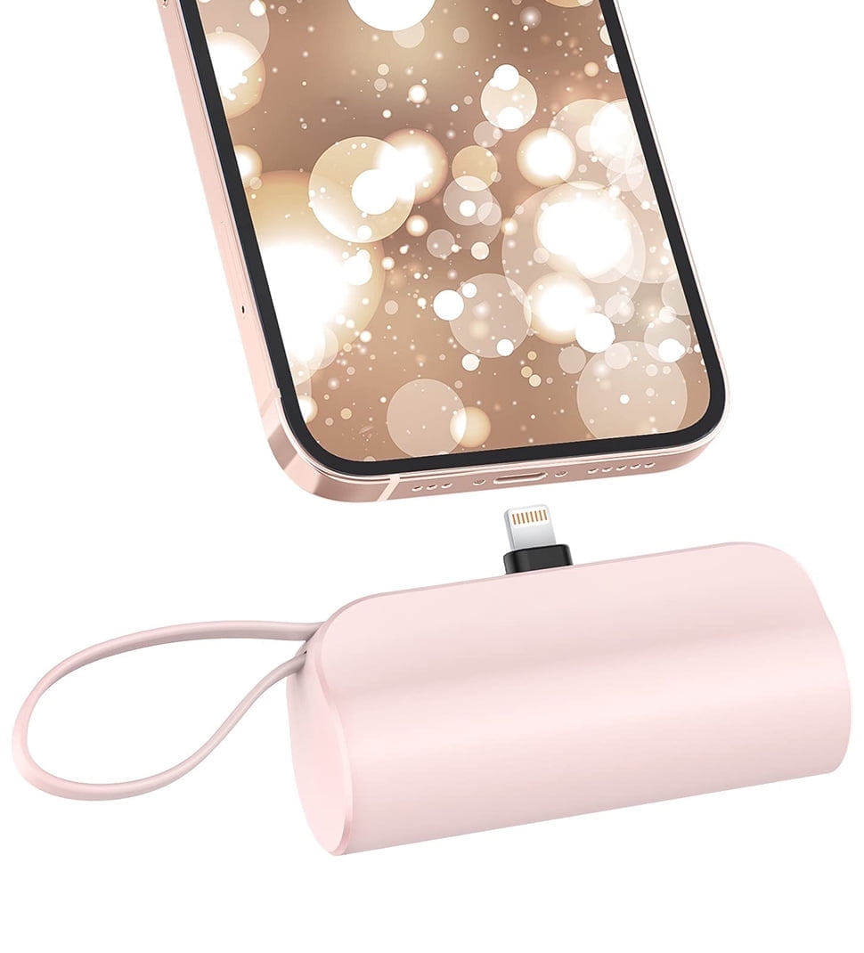 JONKUU Mini Power Bank 5000mAh Portable Charger Compatible for iPhone 15/Android, with USB C, Battery Pack Compatible with iPhone, Pink