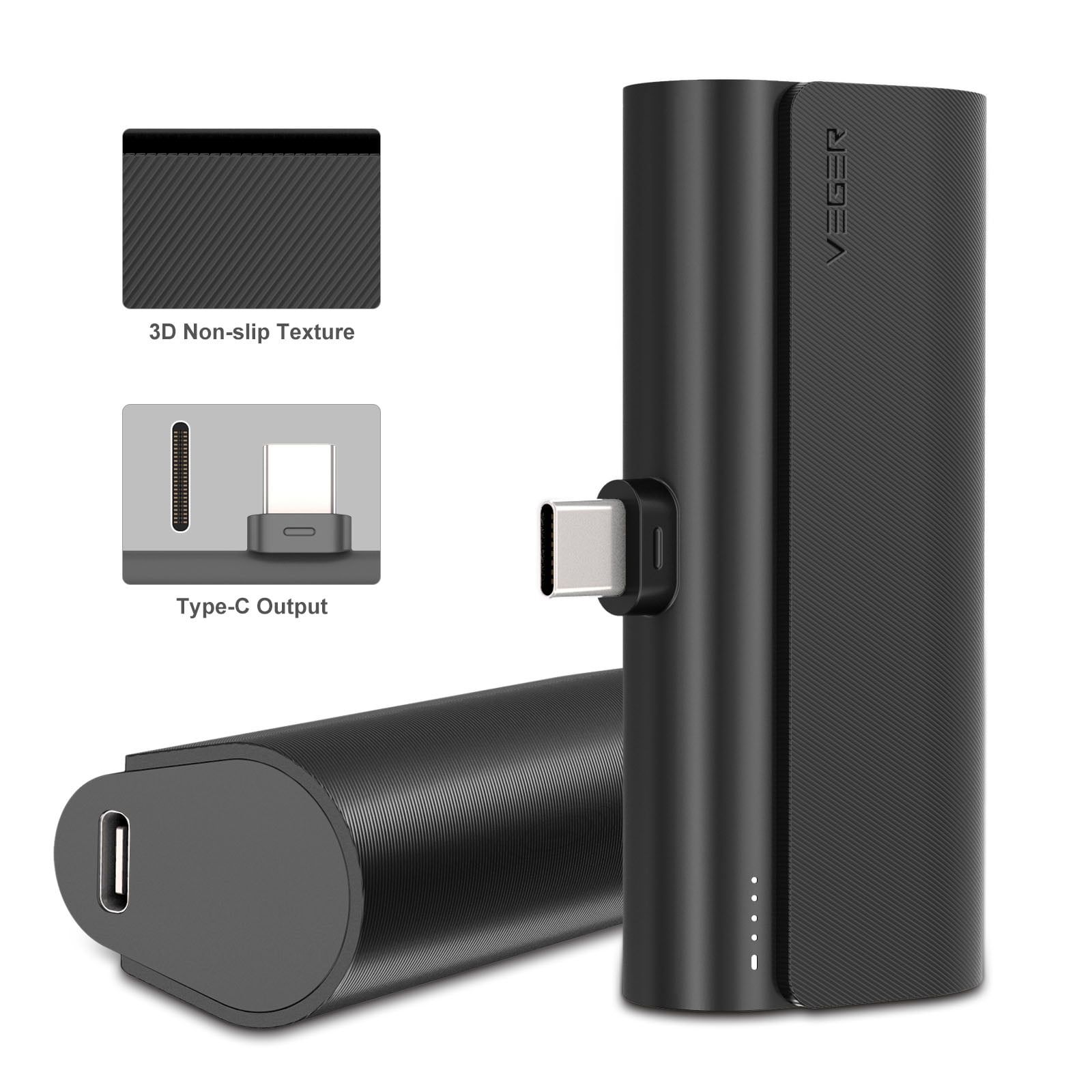 VEGER Portable Charger, USB C Power Bank, 5000mAh Mini Battery Pack Fast  Charging 20W Small Charging Bank for Samsung Galaxy S21, S20, S10, S9, Note