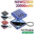 thumbnail image 1 of Mini Power Bank w/ 4 Data Cables, 20000mAh Portable Mirror Power Bank for iOS/Micro/type-c/USB-A, Blue, 1 of 10